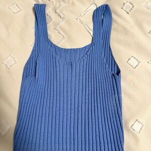 Blue Ribbed Tank Top